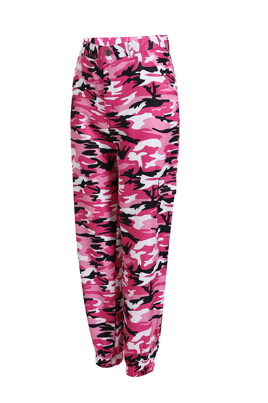 Damen Cargohose im modernen Camouflage-Design mit elastischem Bund und praktischen Taschen R&B