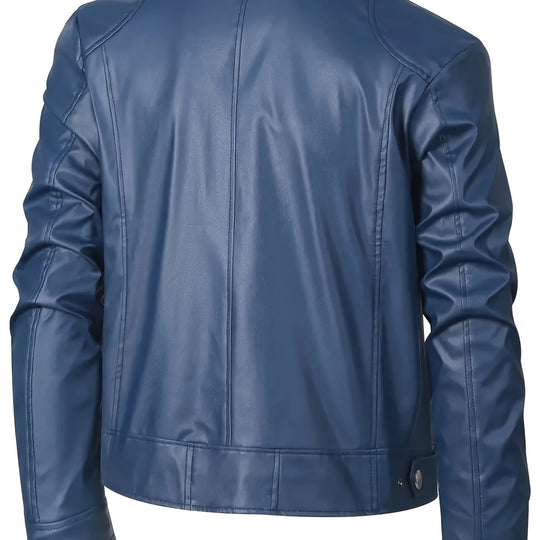 R&B | Elegante Pu-Lederjacke mit Farbblockierung und Mehrfachreißverschluss