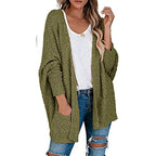 Damen gemütliche Strickjacke mit voluminösen Ärmeln und praktischen Taschen R&B