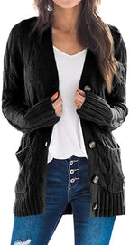 Damen Strickjacke mit strukturiertem Zopfdesign und praktischen Taschen R&B