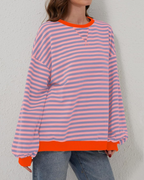 R&B | Übergrößen Streifen Langarm Sweatshirt
