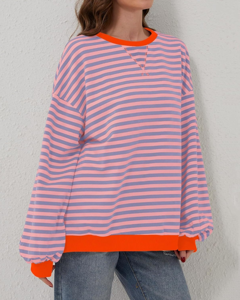 R&B | Übergrößen Streifen Langarm Sweatshirt