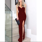 Damen Glamouröses Abendkleid mit seitlichem Schlitz und elegantem Ausschnitt R&B