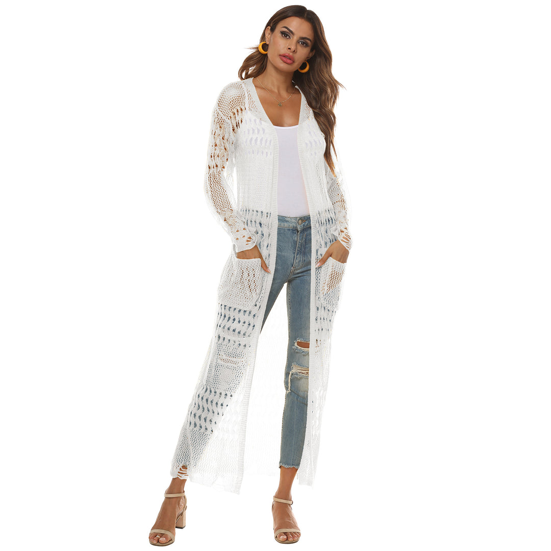 Damen luftiger Strickmantel mit durchbrochenem Design R&B