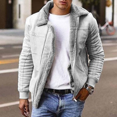 Herren Lässige Lammfelljacke im modernen Pilotenstil R&B