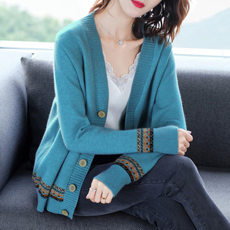 Damen Strickjacke mit eleganten Knopfdetails und modischer Häkelbordüre R&B