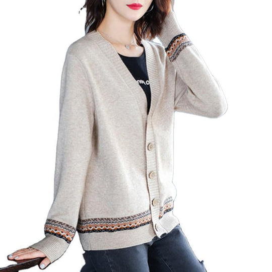 Damen Strickjacke mit eleganten Knopfdetails und modischer Häkelbordüre R&B