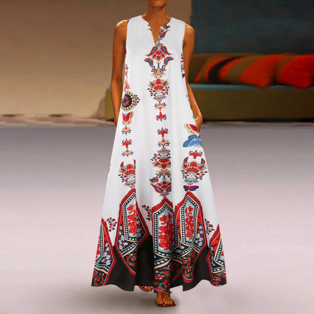 Damen Maxikleid mit floralem Design und schwingendem Saum R&B