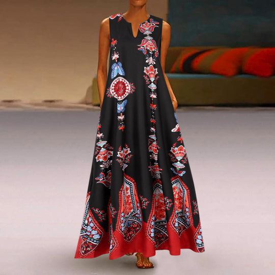 Damen Maxikleid mit floralem Design und schwingendem Saum R&B