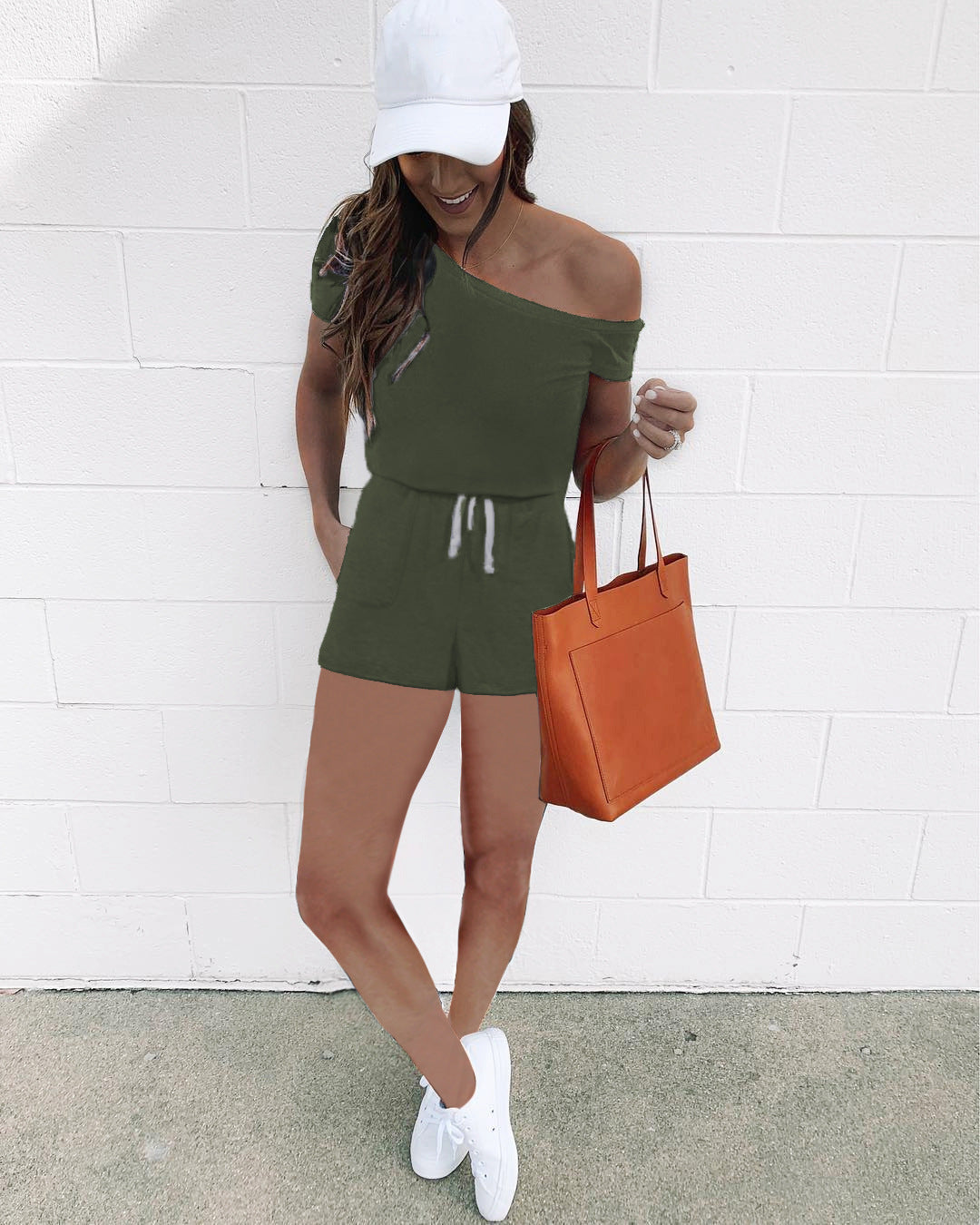 Damen lässiger Jumpsuit mit asymmetrischem Schnitt und praktischen Taschen R&B