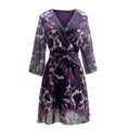 Damen Wickelkleid mit floralem Design und modischem Gürtel EB
