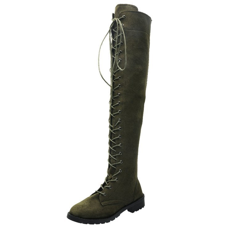 Damen Overknee-Stiefel mit modischer Schnürung und rutschfester Sohle R&B