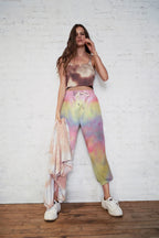 Damen Freizeithose mit lässigem Schnitt und modernen Batikmustern R&B