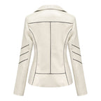 Damen nan taillierte Kunstleder-Bikerjacke mit asymmetrischem Reißverschluss und Ziernähten R&B