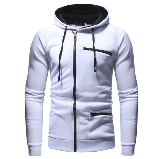 Herren Kapuzenjacke mit modernem Reißverschluss und kontrastiven Details R&B