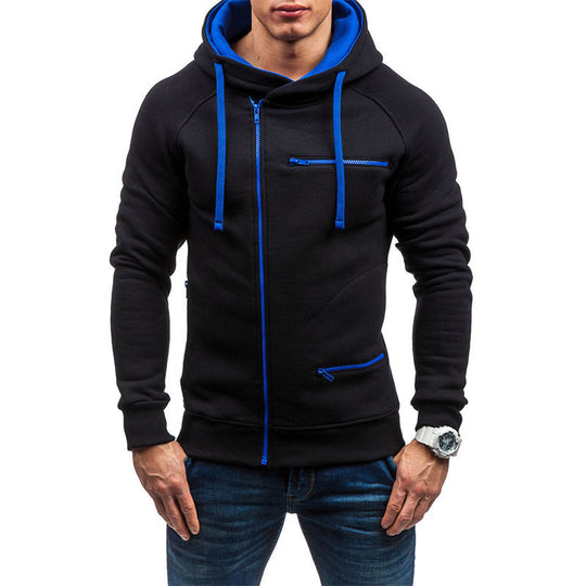 Herren Kapuzenjacke mit modernem Reißverschluss und kontrastiven Details R&B