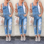 Damen Jeans-Latzhose mit Destroyed-Details