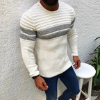 Herren Strickpullover mit strukturiertem Wellenmuster und modischem Farbdesign R&B