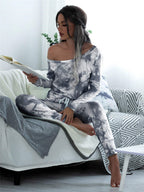 Damen lässiges Lounge-Set mit modischem Tie-Dye-Design R&B