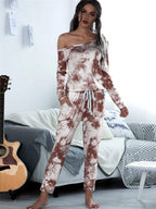 Damen lässiges Lounge-Set mit modischem Tie-Dye-Design R&B