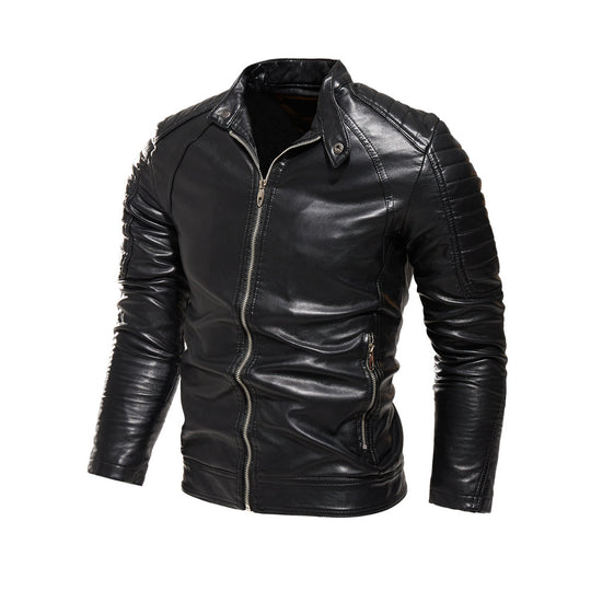 Herren Kunstlederjacke mit strukturierten Einsätzen R&B