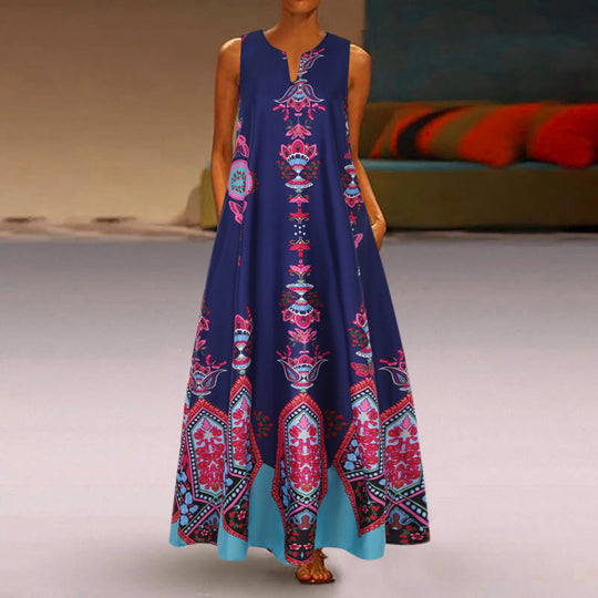 Damen Maxikleid mit floralem Design und schwingendem Saum R&B