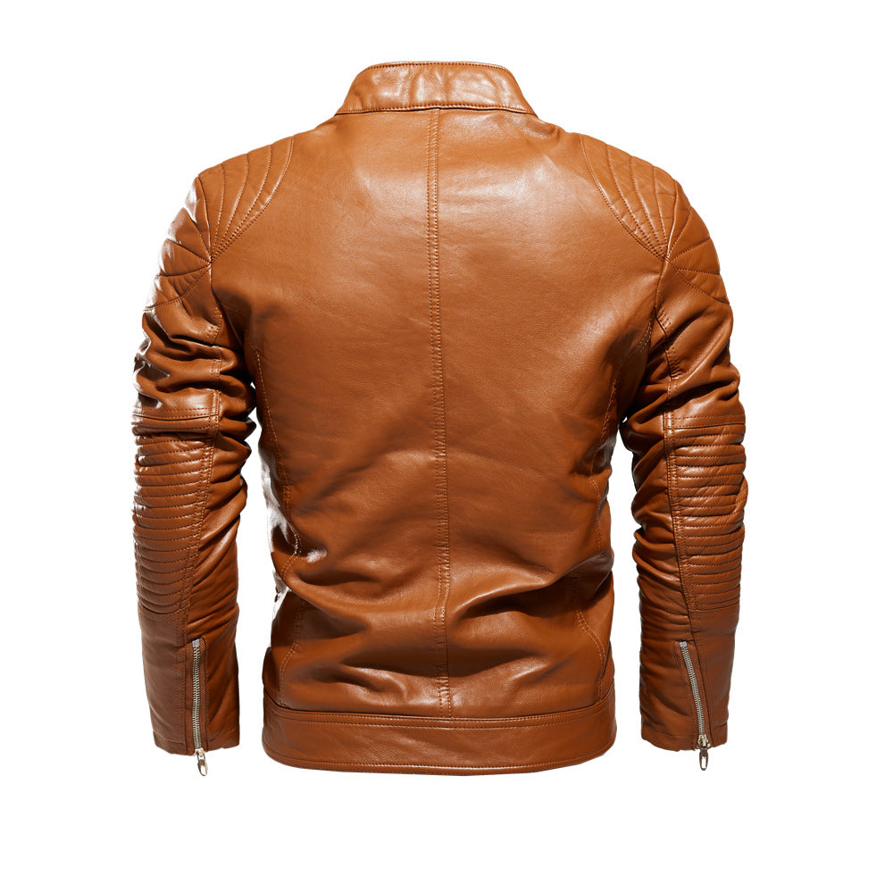 Herren Bikerjacke aus kunstvoll verarbeitetem mit markanten Steppdetails und praktischen Taschen R&B