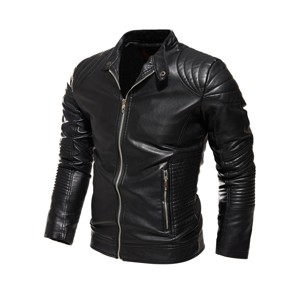Herren Bikerjacke aus kunstvoll verarbeitetem mit markanten Steppdetails und praktischen Taschen R&B