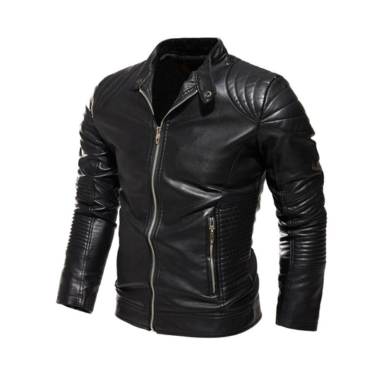 Herren Bikerjacke aus kunstvoll verarbeitetem mit markanten Steppdetails und praktischen Taschen R&B