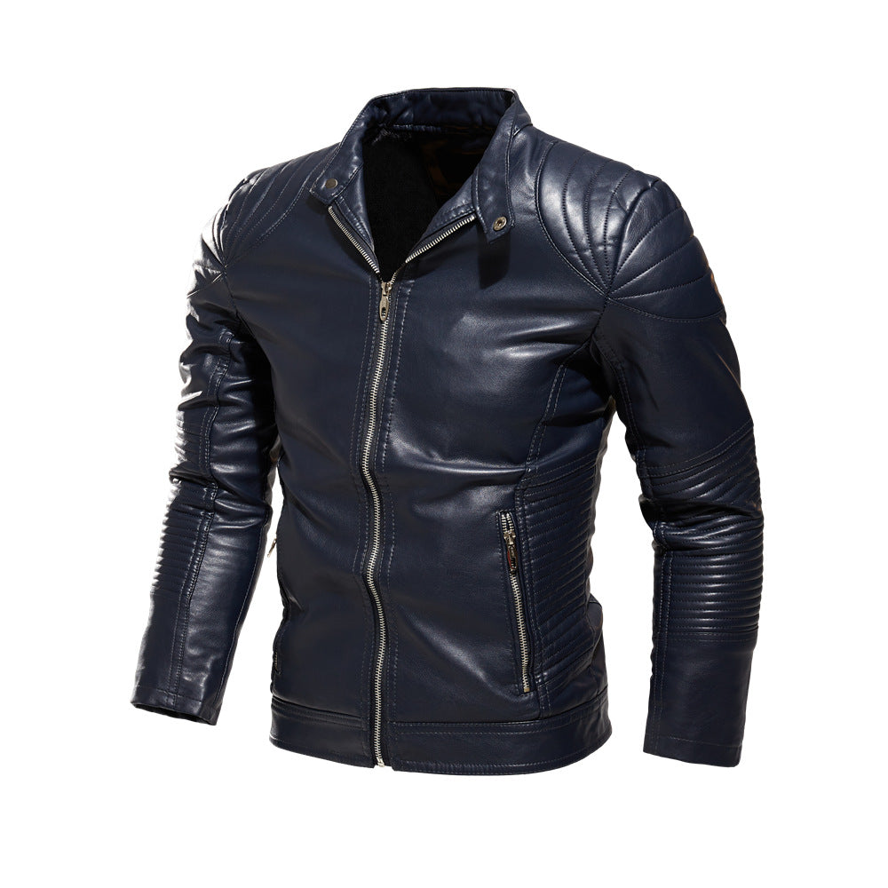 Herren Bikerjacke aus kunstvoll verarbeitetem mit markanten Steppdetails und praktischen Taschen R&B