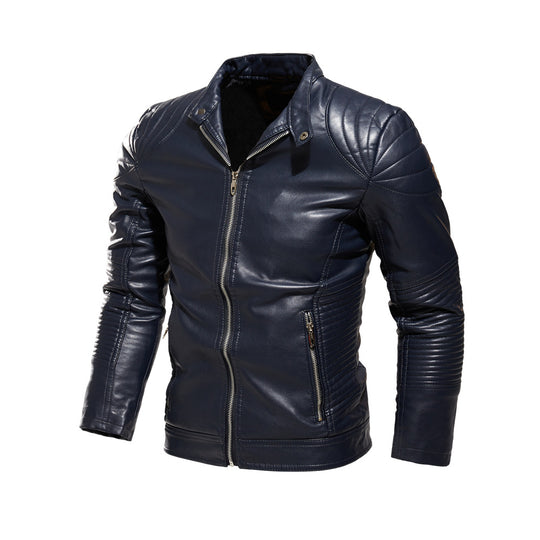 Herren Bikerjacke aus kunstvoll verarbeitetem mit markanten Steppdetails und praktischen Taschen R&B