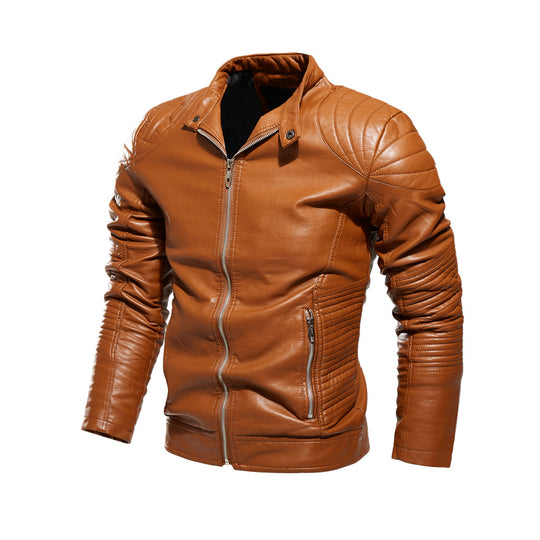 Herren Bikerjacke aus kunstvoll verarbeitetem mit markanten Steppdetails und praktischen Taschen R&B