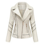 Damen modische Kunstlederjacke mit strukturiertem Design