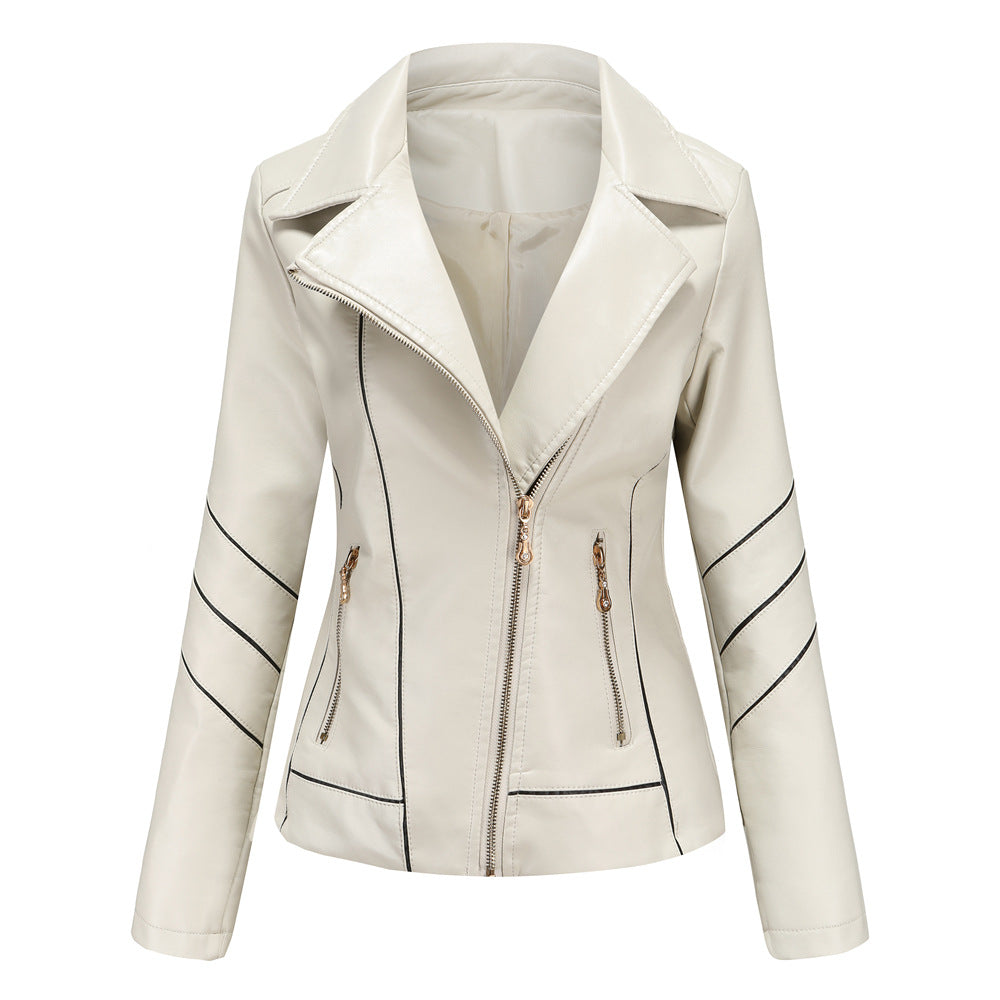 Damen modische Kunstlederjacke mit strukturiertem Design