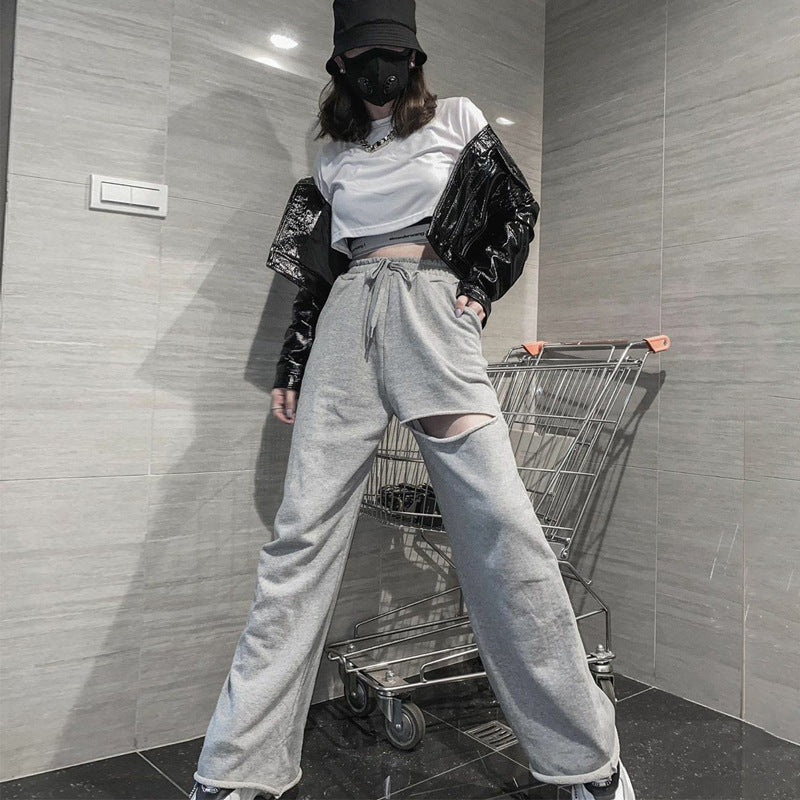Damen Hochwertige Freizeithose mit modischen Riss-Details R&B