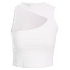 Damen sportliches Crop-Top mit kreativem Cut-Out-Design und atmungsaktivem Material R&B