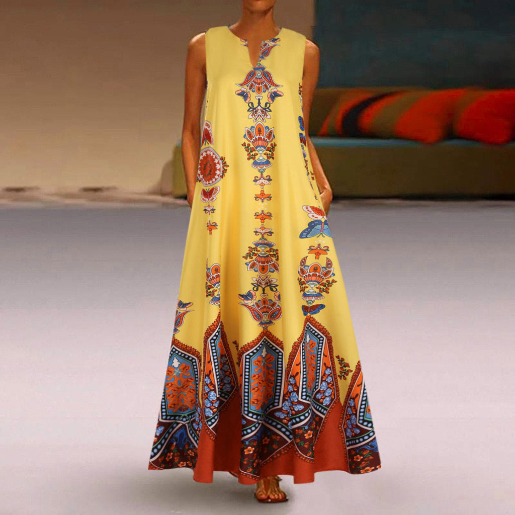 Damen Maxikleid mit floralem Design und schwingendem Saum R&B