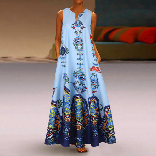 Damen Maxikleid mit floralem Design und schwingendem Saum R&B