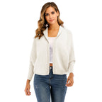 Damen lässige Strickjacke mit Kapuze und seitlichen Taschen R&B