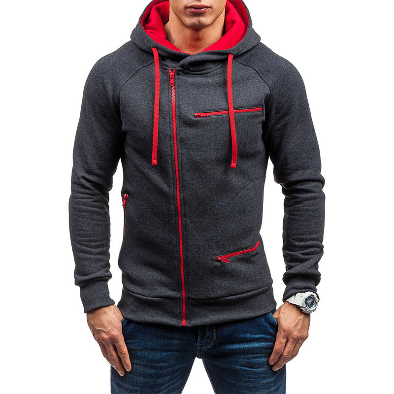 Herren Kapuzenjacke mit modernem Reißverschluss und kontrastiven Details R&B