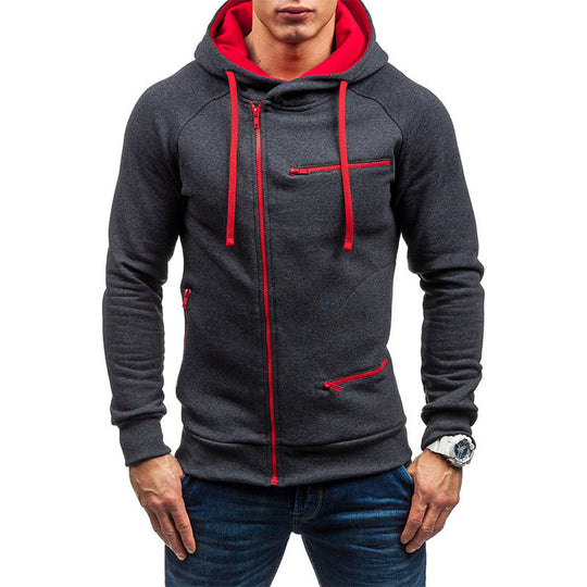 Herren Kapuzenjacke mit modernem Reißverschluss und kontrastiven Details R&B