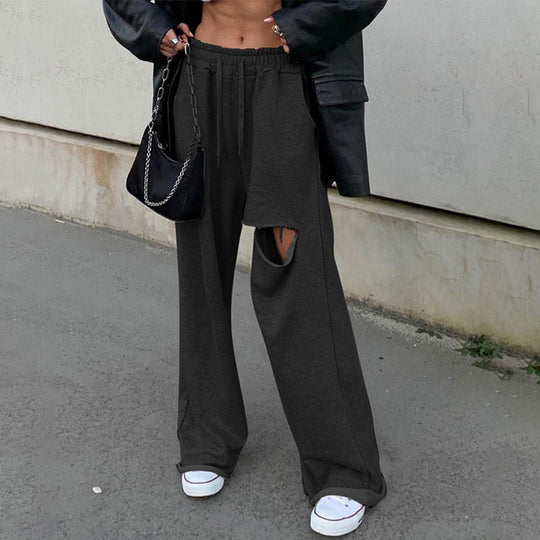 Damen Hochwertige Freizeithose mit modischen Riss-Details R&B