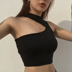 Damen sportliches Crop-Top mit kreativem Cut-Out-Design und atmungsaktivem Material R&B