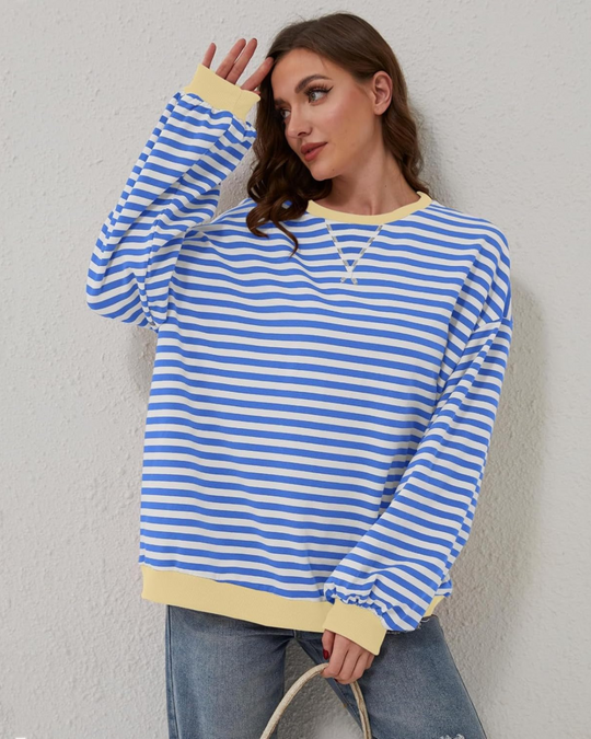 R&B | Übergrößen Streifen Langarm Sweatshirt