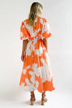 R&B | Real Love Print Puffärmel Maxi Kleid