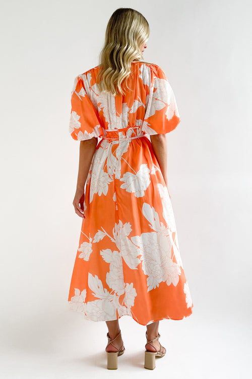 R&B | Real Love Print Puffärmel Maxi Kleid