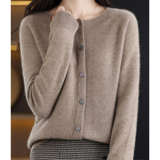 R&B | Strickjacke Weiche Wolle Lockere Passform Knopfverschluss Gerippte Kanten