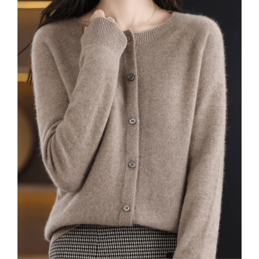 R&B | Damen Feinstrickjacke Mit Rundhalsausschnitt
