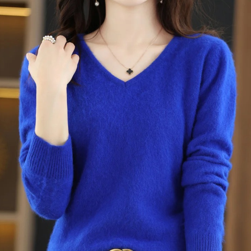 R&B | Pullover Damen V-ausschnitt Leichter und Weicher Strickpullover