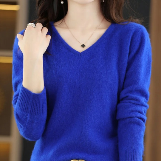 R&B | Pullover Damen V-ausschnitt Leichter und Weicher Strickpullover